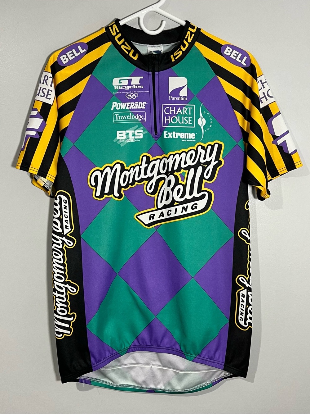 Vintage Parentini Bike Bicycle Racing Montgomery Bell Cycling Jersey Adult XL